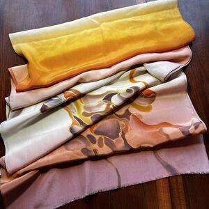 Abstract, ombré orange 100%silk shawl scarf 70x17.5” special occasion Wedding